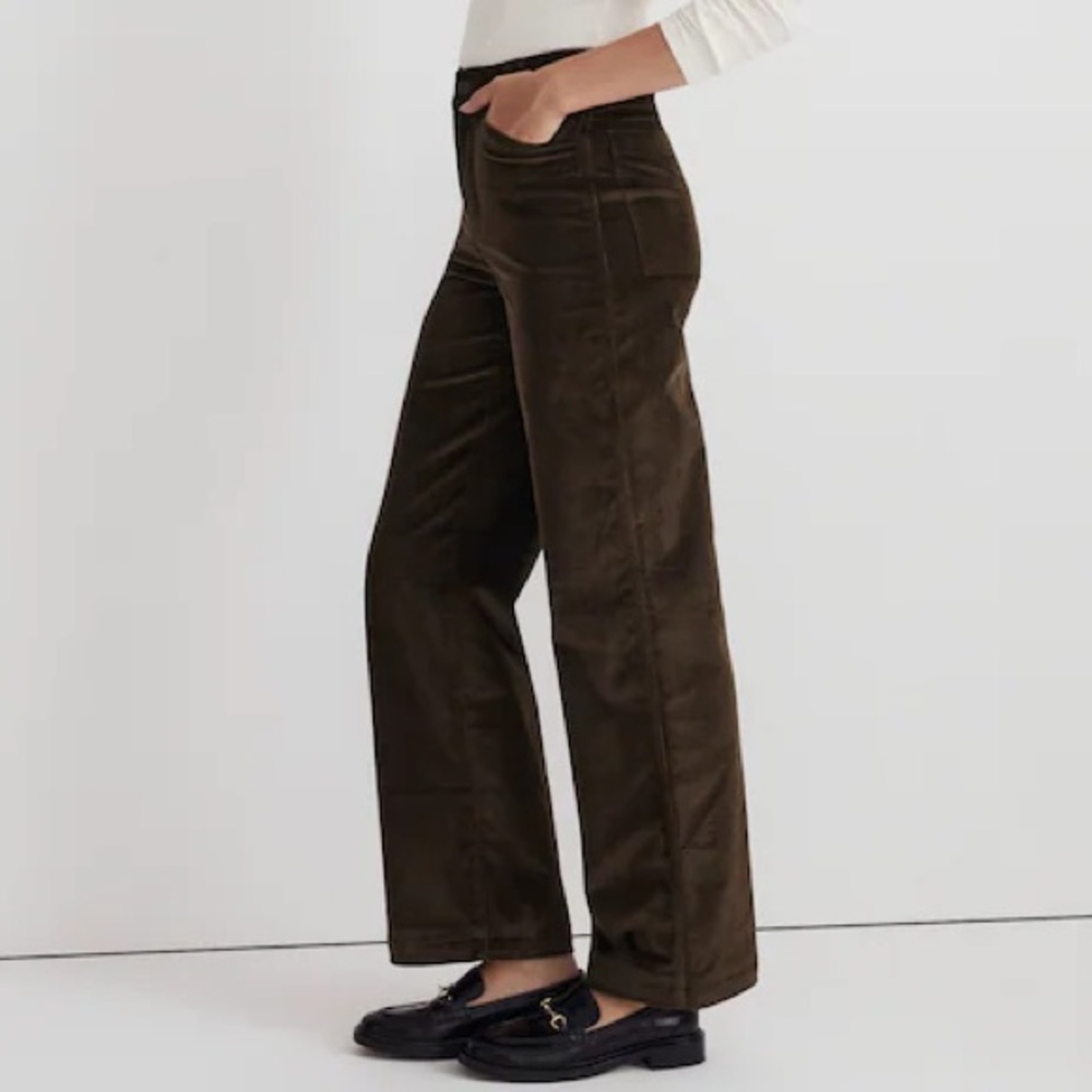 Madewell Wide Leg Pants in Dark Brown
